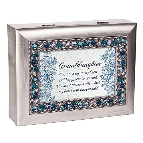 Cottage Garden Granddaughter Joy To My Heart Brushed Silvertone Jeweled Music Box Plays You Light Up My Life #TOP2