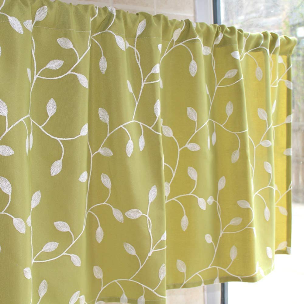 Rideaux de fenêtre courts verts style bistro cottage largeur 110 cm