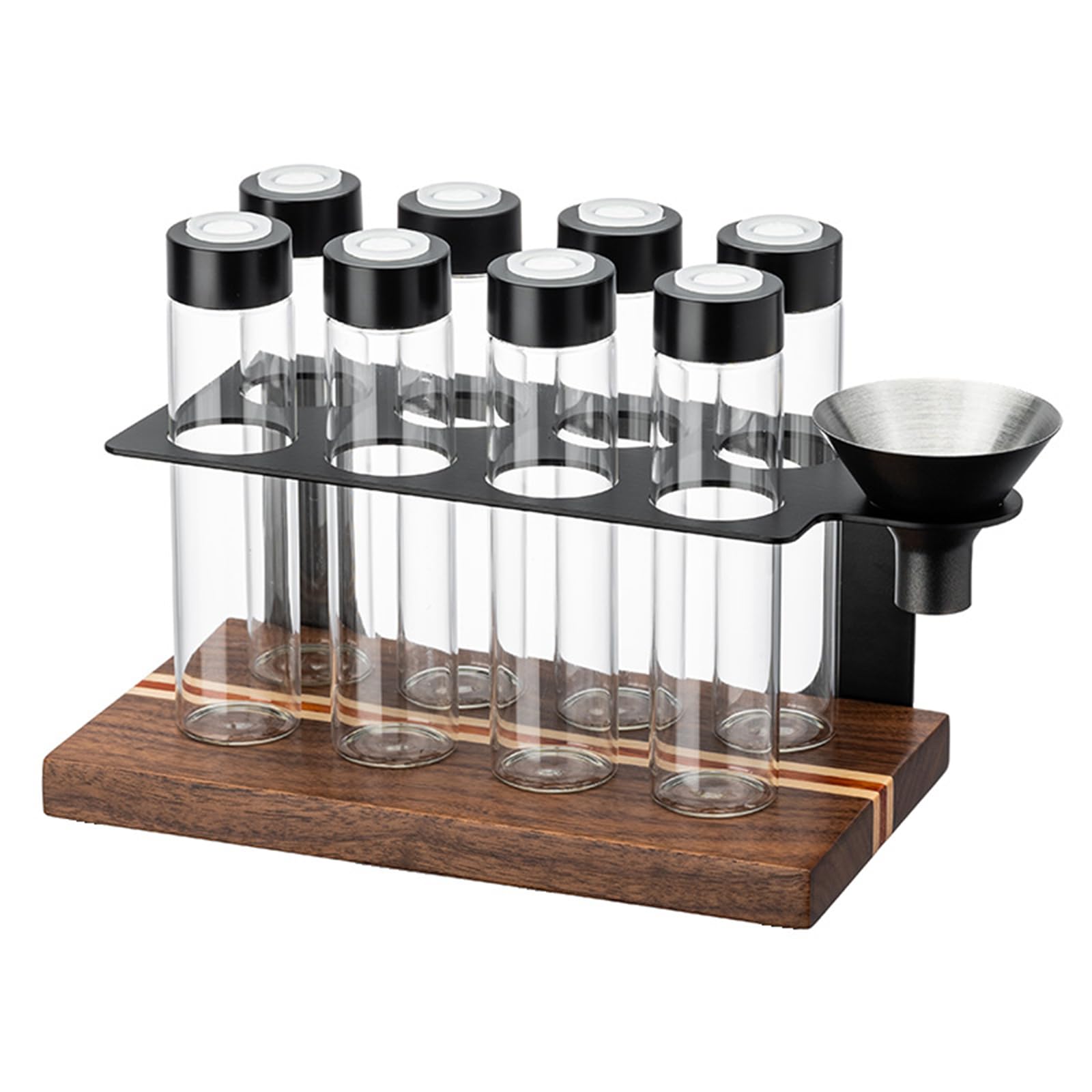 Kalttoy Glass Coffee Storage Tubes Dose Seal Canisters with Coffee Dispenser Holder Tube Rack Suitable for Storage Rack