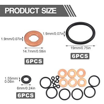 Injector Seal Kit for Land Rover Discovery 4 / Range Rover Sport 3.0L TDV6 SDV6 Diesel, Fitting Kit Includes Seals Washers O-Rings, Replaces LR054612 | 3.0L SDV6 Diesel Fitting Kit with Seals Washers O-Rings, Replacement for LR054612
