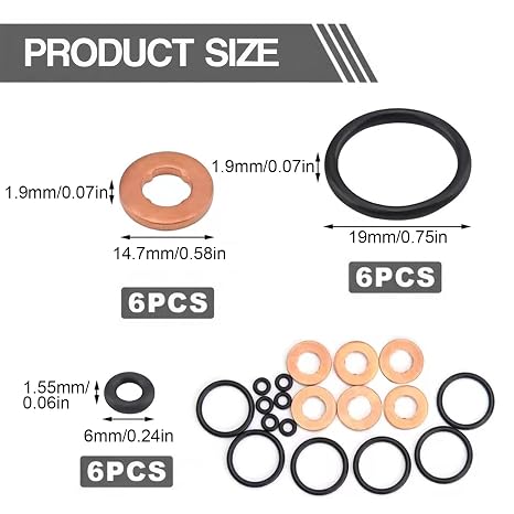 Injector Seal Kit for Land Rover Discovery 4 / Range Rover Sport 3.0L TDV6 SDV6 Diesel, Fitting Kit Includes Seals Washers O-Rings, Replaces LR054612 | 3.0L SDV6 Diesel Fitting Kit with Seals Washers O-Rings, Replacement for LR054612