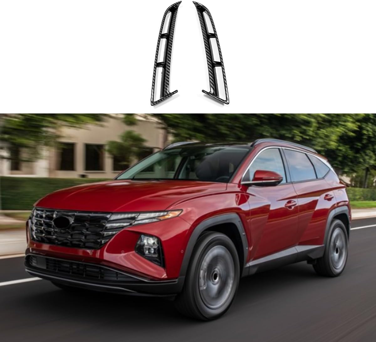 Car Accessories Fit for Hyundai Tucson 2026 2025 2024 2023 2022 Front Fog Light Lamp Cover Bezel Trims (Carbon Fiber Style) 2PCS ABS