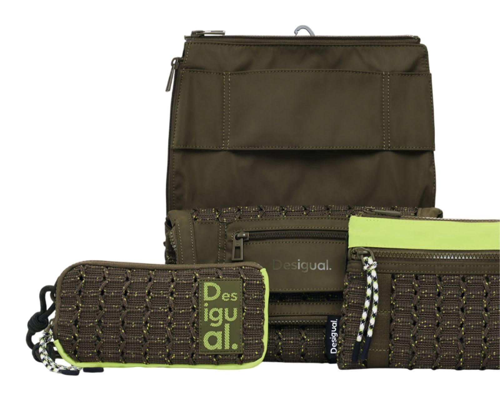 Desigual Mujer Verde Bolso Bandolera Jaquard