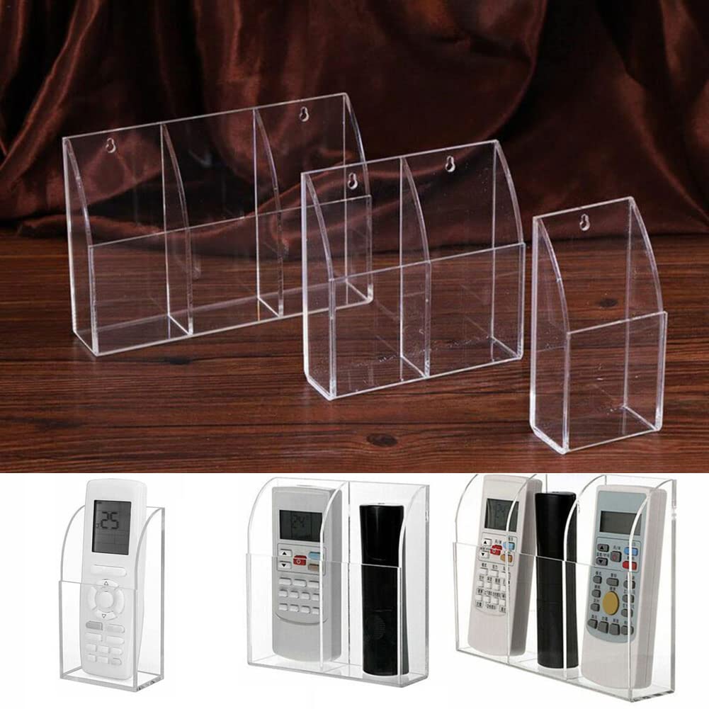 Acrylic Remote Control Holder - Wall Mount Storage Box For TV & Air Conditioner Remotes - Clear Case