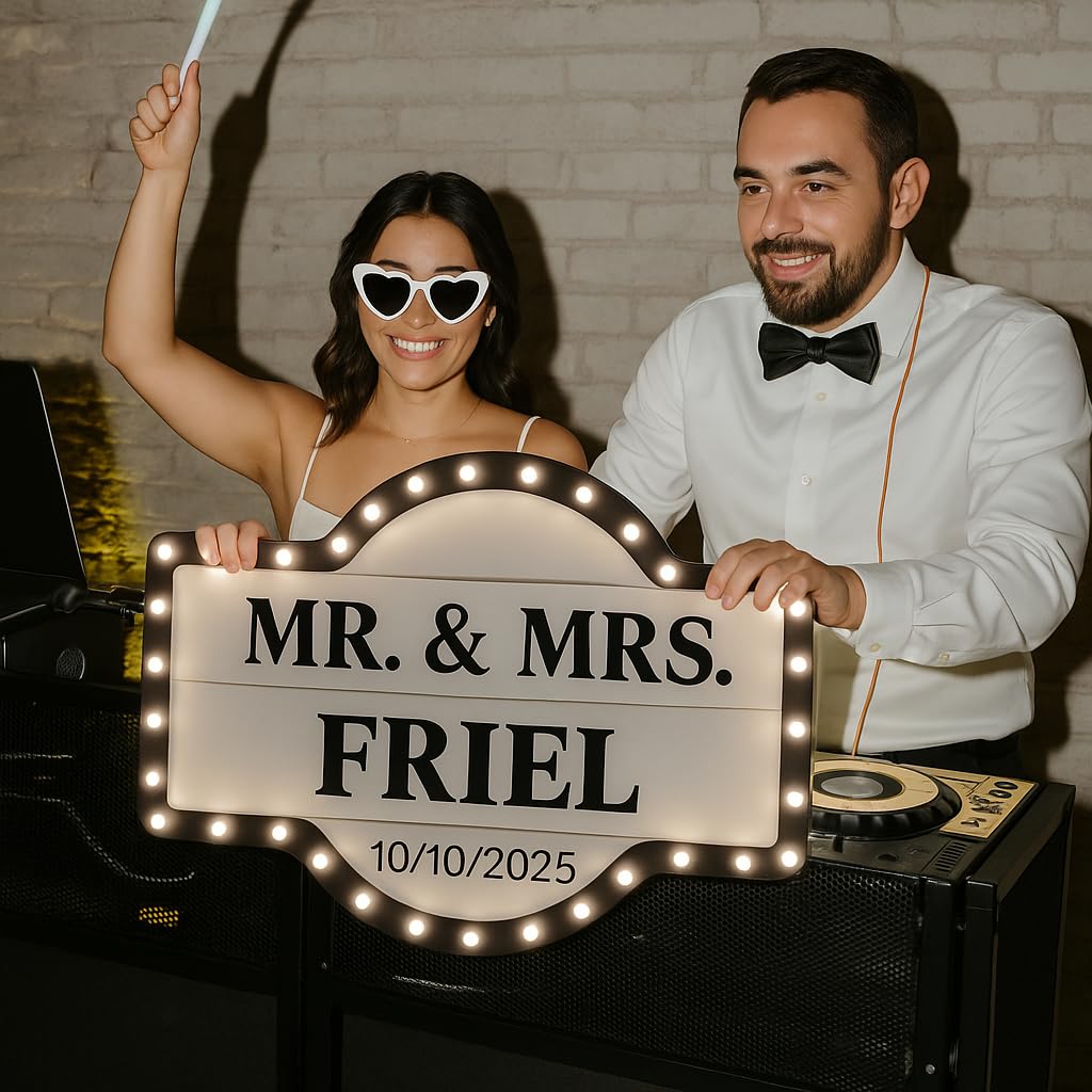 Large Custom Wedding Bottle Service Sign, Personalized Wedding Entrance Sign LED VIP Club Signs for Bottle Service, Marquee Signs for wedding Reception Bar Brithday Party Engagement Anniversary โ image 1