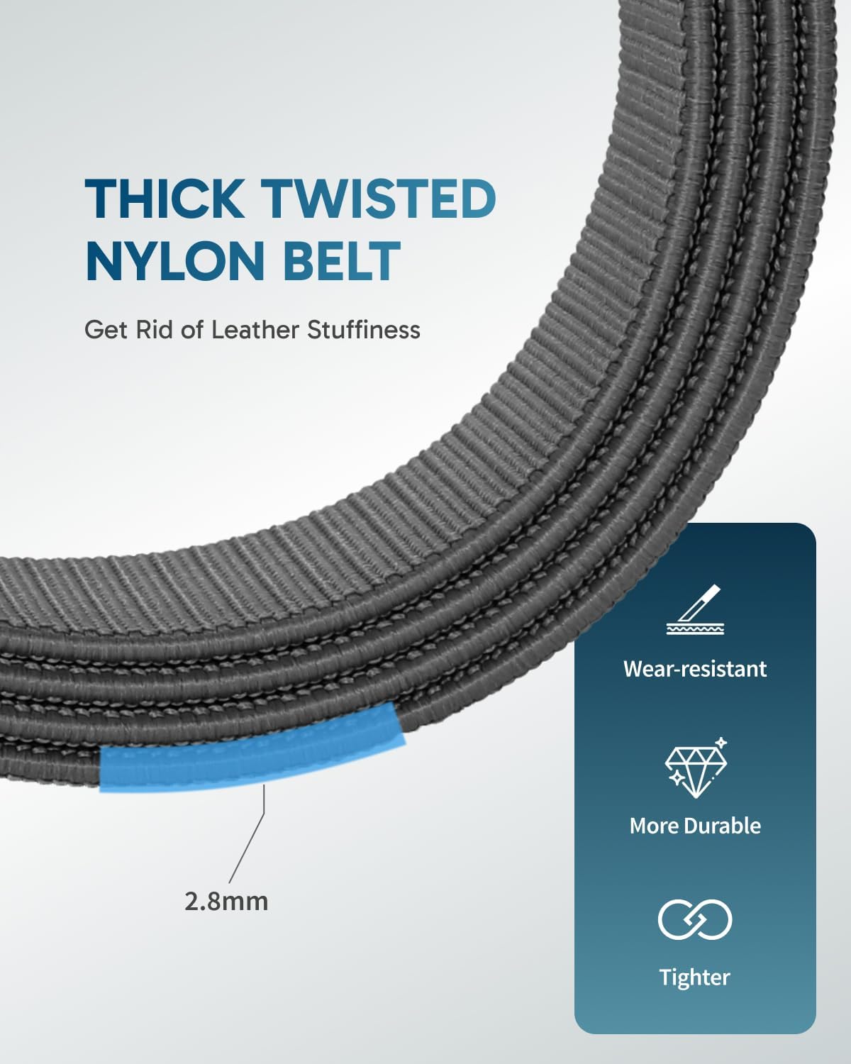 FAIRWIN Tactical Belt Men, 1.5" Stretch Nylon Web Military Hiking Rigger Work Belts with Quick-Release Seatbelt Buckle - Image 3