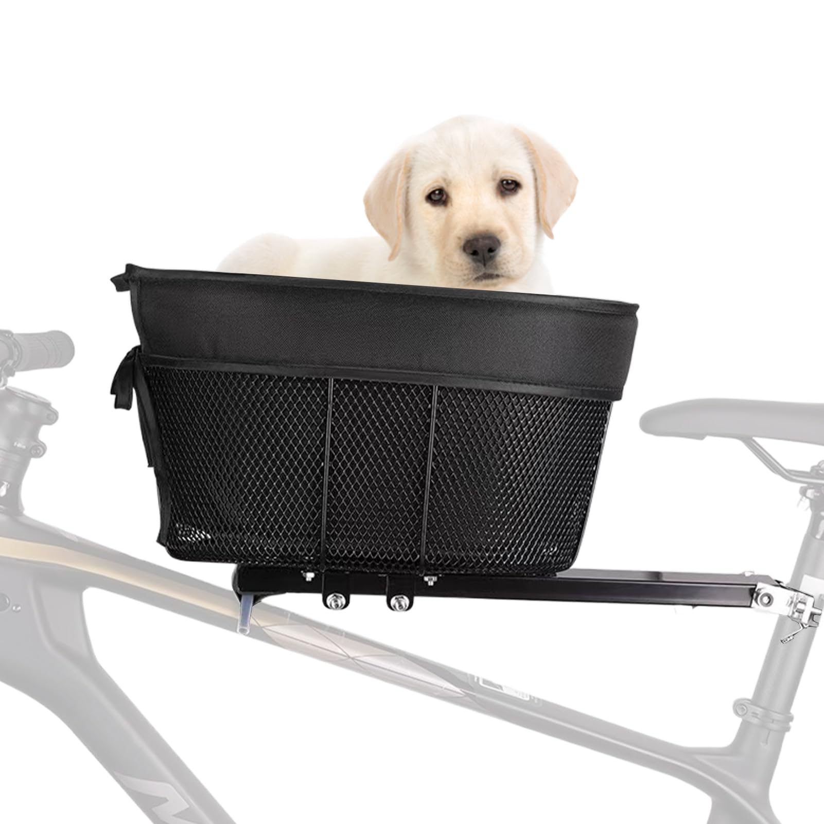 Cycling Dog Carrier Basket, Portable Pet Cycling Carrier Comfortable Bike Handlebar Front Crossbar Bag with Sponge Liner Safety Strap for Shopping (Type A)