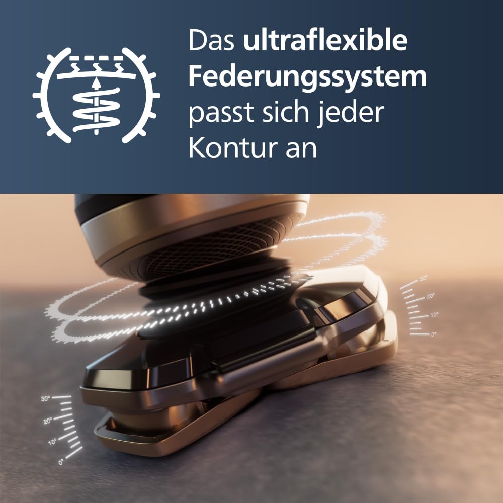 PHILIPS Rasierer S9000 Prestige Elektrischer Nass- und Trockenrasierer SkinIQ-Technologie Lift & Cut-Rasiersystem Bartstyler Reinigungsstation Qi-Ladepad Modell SP9885/35