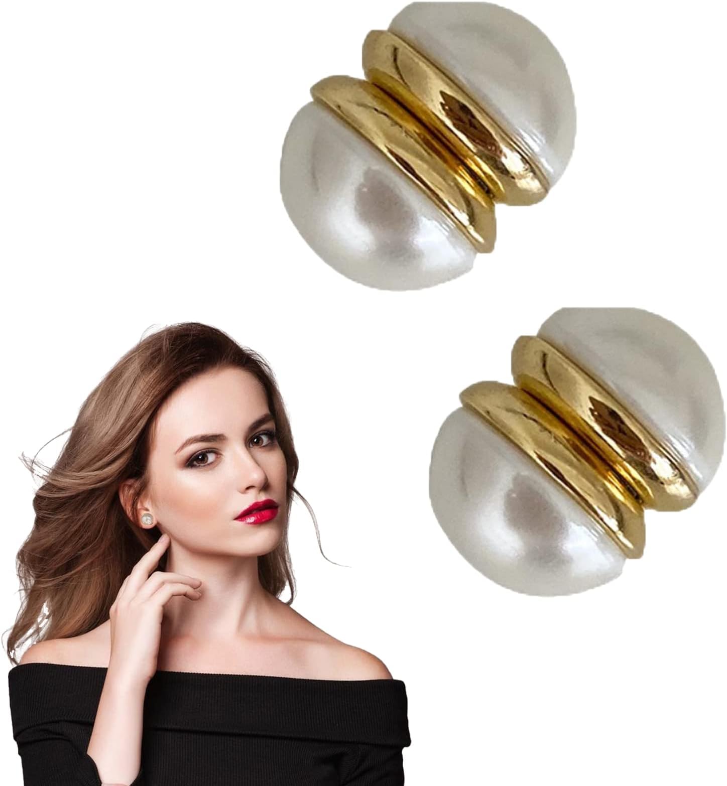 Agniz Lymphvity Magnesium White Onyx Earrings, Kyana Lympha-circurl Magnetic Ear Ornament, Non Piercing Crystal Magnetic Therapy Earrings Weight Loss