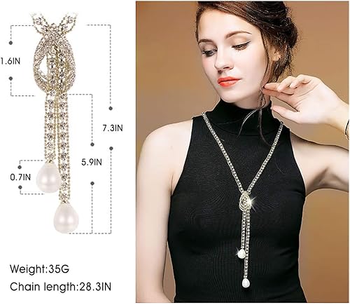 Miniatura 5 de Suyi collar largo de cristal a la moda, hace juego con todo, cadena brillante, suéter