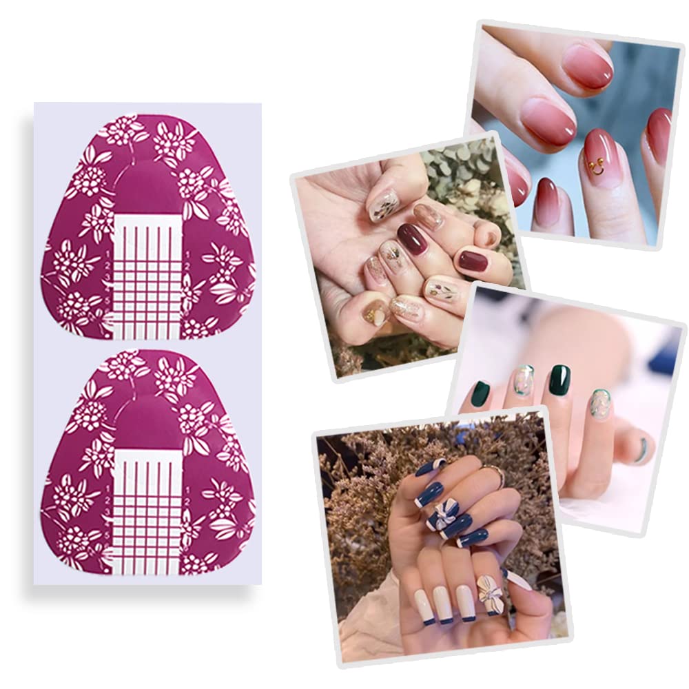 200PCS Acrylic Nail Forms Purple Color Horseshoe-Shape Nail Extension Tips Long UV Gel Nail Extension