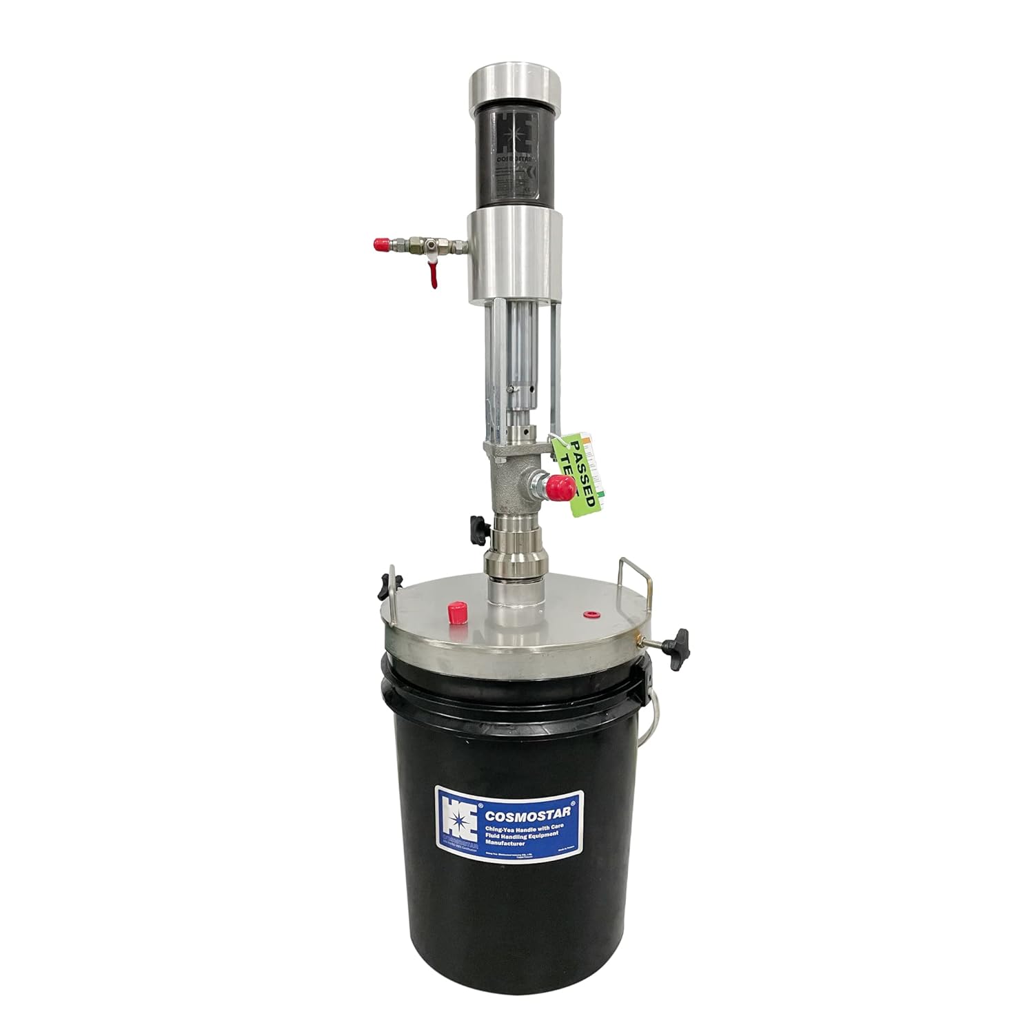 COSMOSTAR P0204 2:1 Stainless Steel Pneumatic Oil Chemical Transfer Pump for 5-Gal Drums, 4GPM 240 PSI Teflon Packing