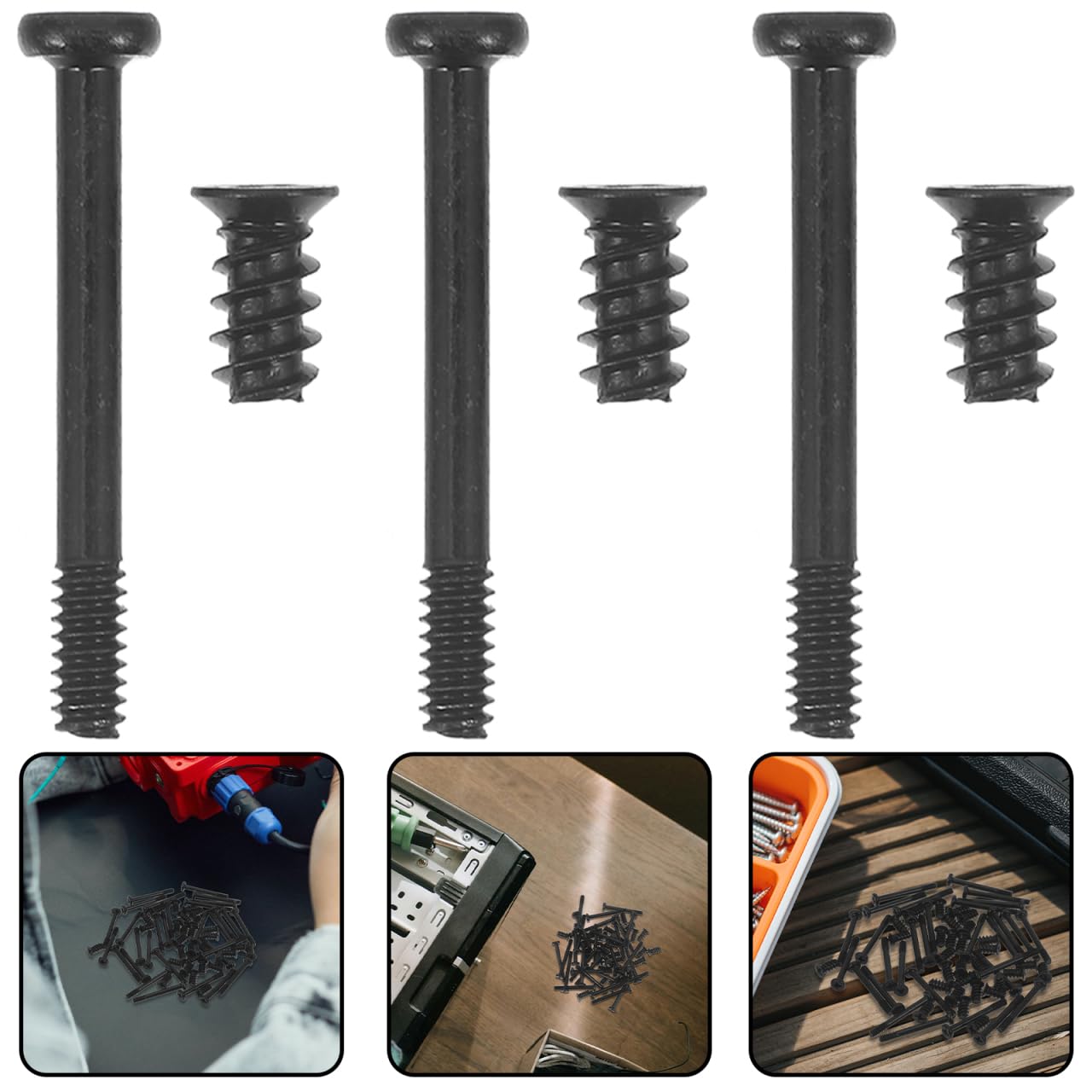 ULTECHNOVO 60Pcs PC Case Fan Screws Set, Computer Cooling Fan Mount Kit, Long & Short M5 Flat Head Self-Tapping Radiator Mounting Screw for Chassis Power Supply, Black