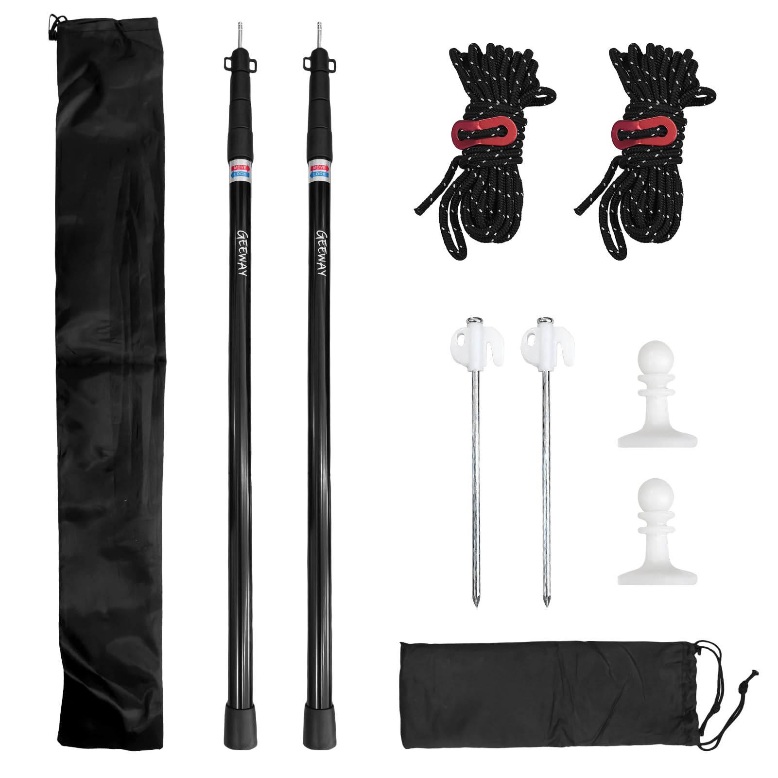 Amazon.com: GEEWAY 2 Pcs 10FT Tarp Poles for Camping, Heavy Duty
