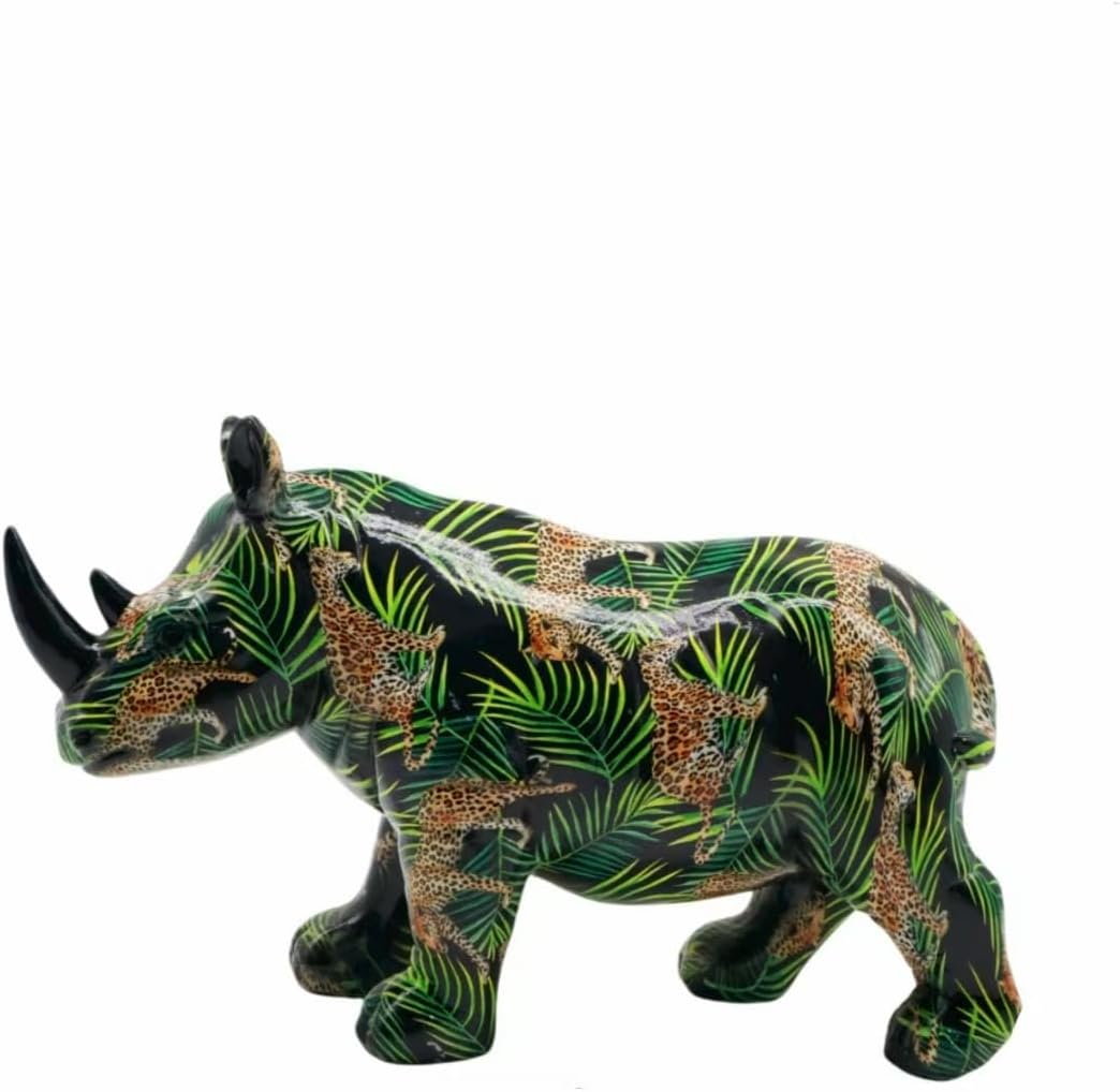 Nordic Creative Colorful Rhino Figurine, Tropical and Graffiti Art Design, 4 Colors to Choose from (Colorful)