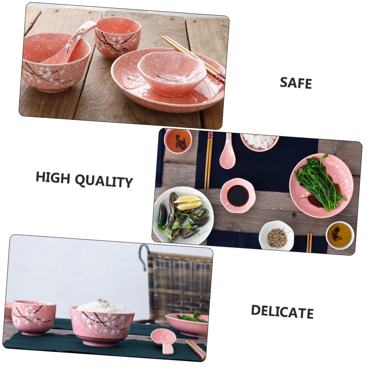 Juego de Vajilla Japonesa de Cerámica Rosa 12 Piezas Diseño Delicado Estilo Japonés para Cenas y Fiestas en Casa