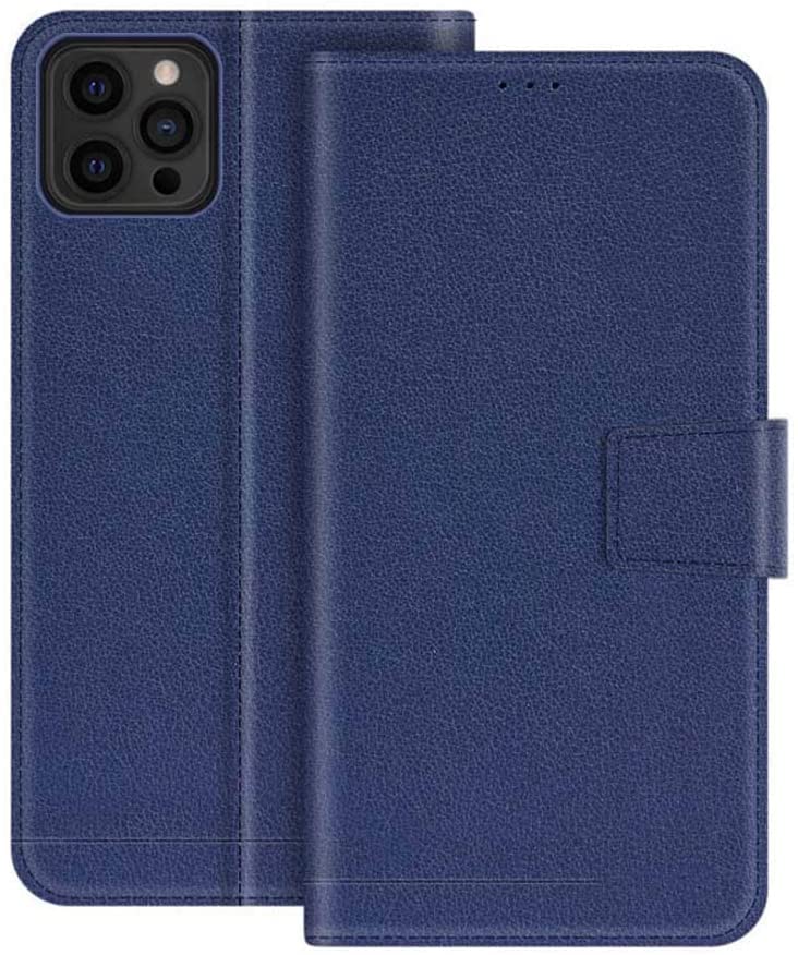 Housse portefeuille iPhone 13 Pro étui cuir bleu pour le quotidien et trajets