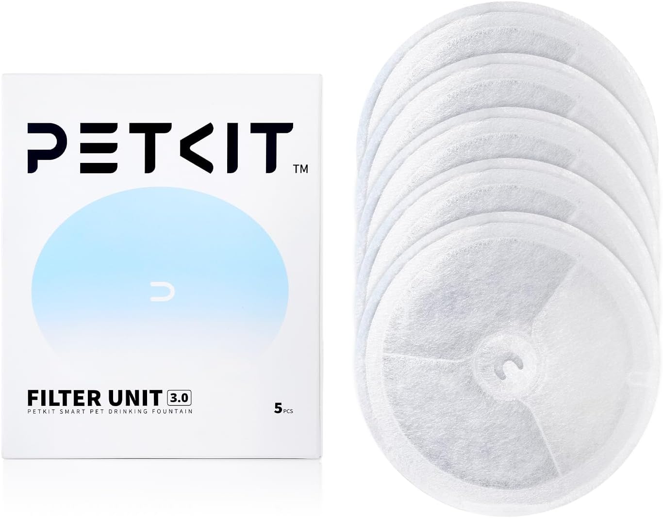 PETKIT Upgraded Filter Units 3.0 for PETKIT Pet Water Fountains Eversweet 2S/3/3 Pro,Eversweet Solo/Solo2/Solo SE & CYBERTAIL, Replacement Filters (5 pcs)