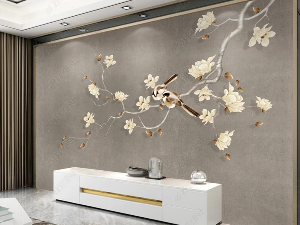 Papier peint intissé fleurs oiseaux poster géant mural pour grand mur