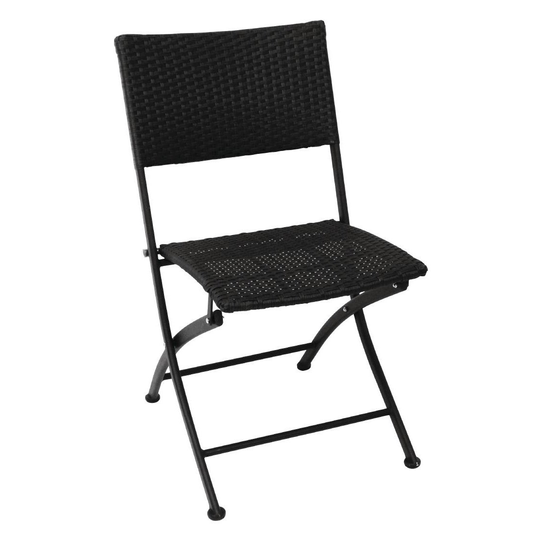 Bolero - GL303 - Lot de 2 chaises pliantes en rotin PE pour jardin, terrasse, restauration, événements, Noir