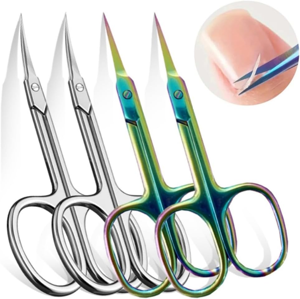 Ultra Fine Nail Scissors Curved Blade Precision Tip Cuticle Trimmer Beauty Scissors for Eyebrows and Nails,Colorful 1pc