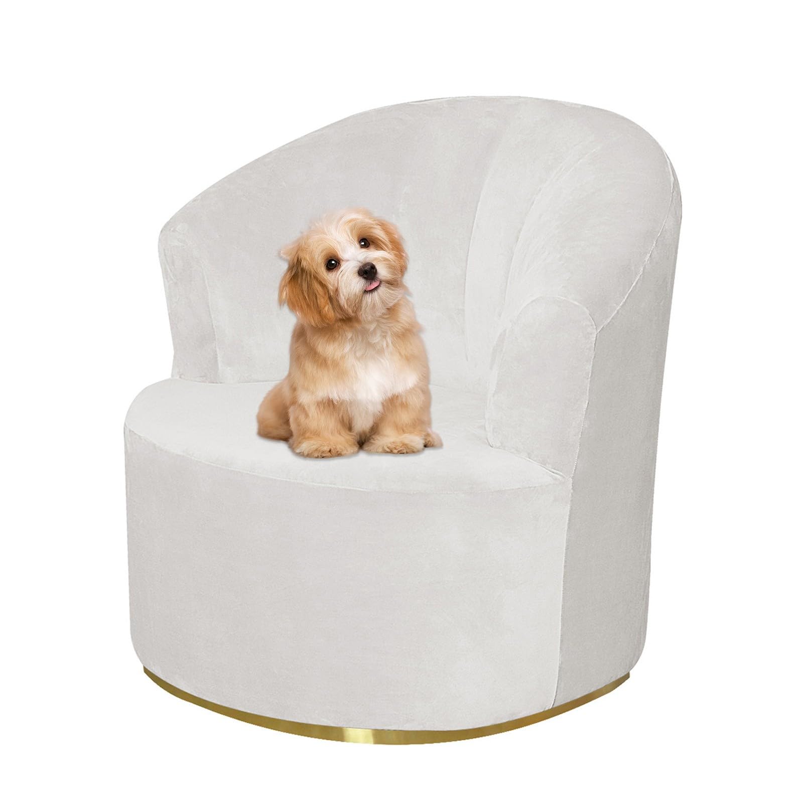 Velvet Swivel Barrel Chair Cover, Stretch Swivel Accent Chair Slipcover, Soft Barrel Armchairs Sofa Cover Round Swivel Chair Cover for Living Room(