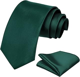 AOMIG Men Tie and Pocket Square with Tie Clip Cufflinks Set, Premium Solid Color Necktie Handkerchief Set for Men, Wedding Party Formal Business Work Classic Men's Tie Sets Gifts, 8cm