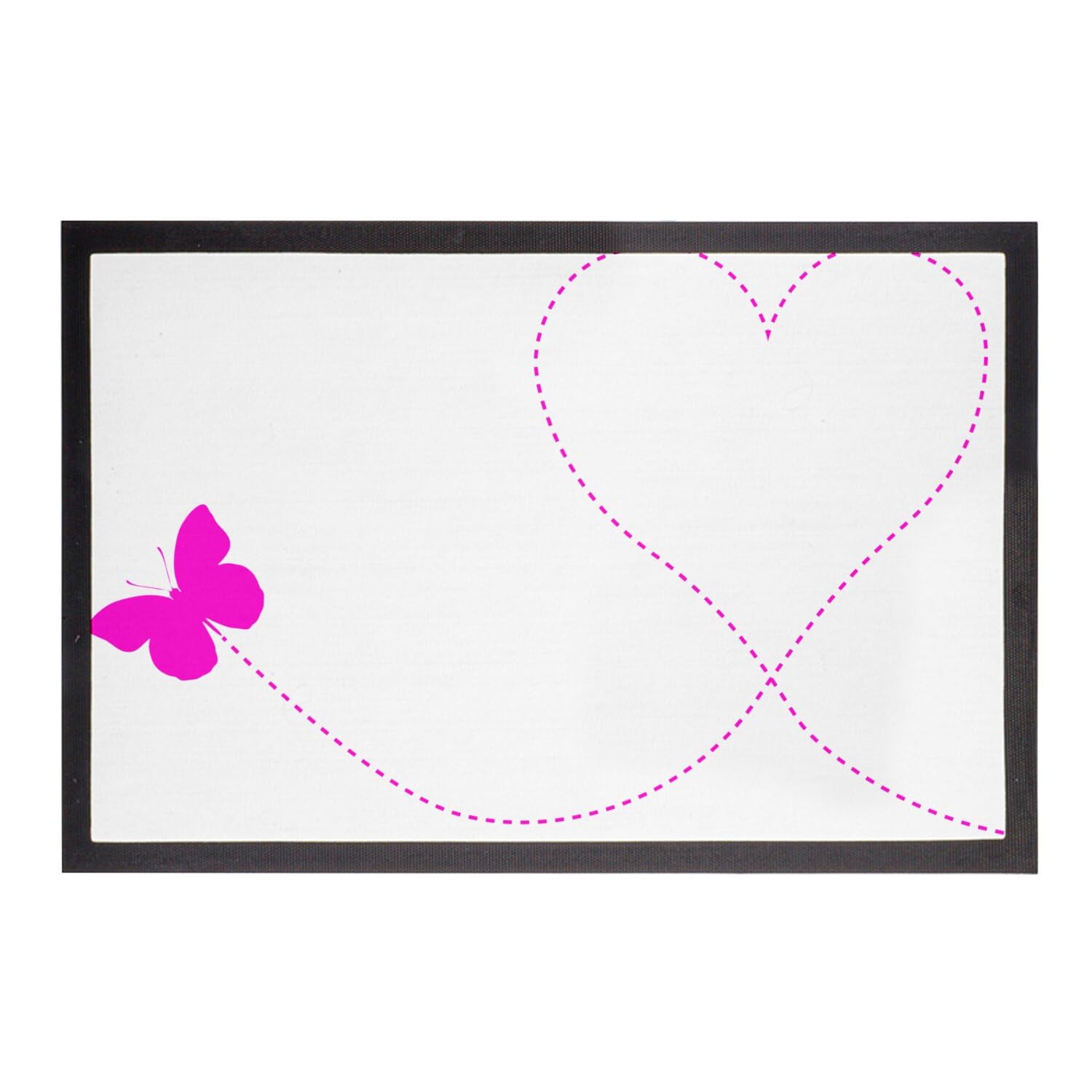 Paillasson papillon rose en coeur 60x40 cm pour entrée
