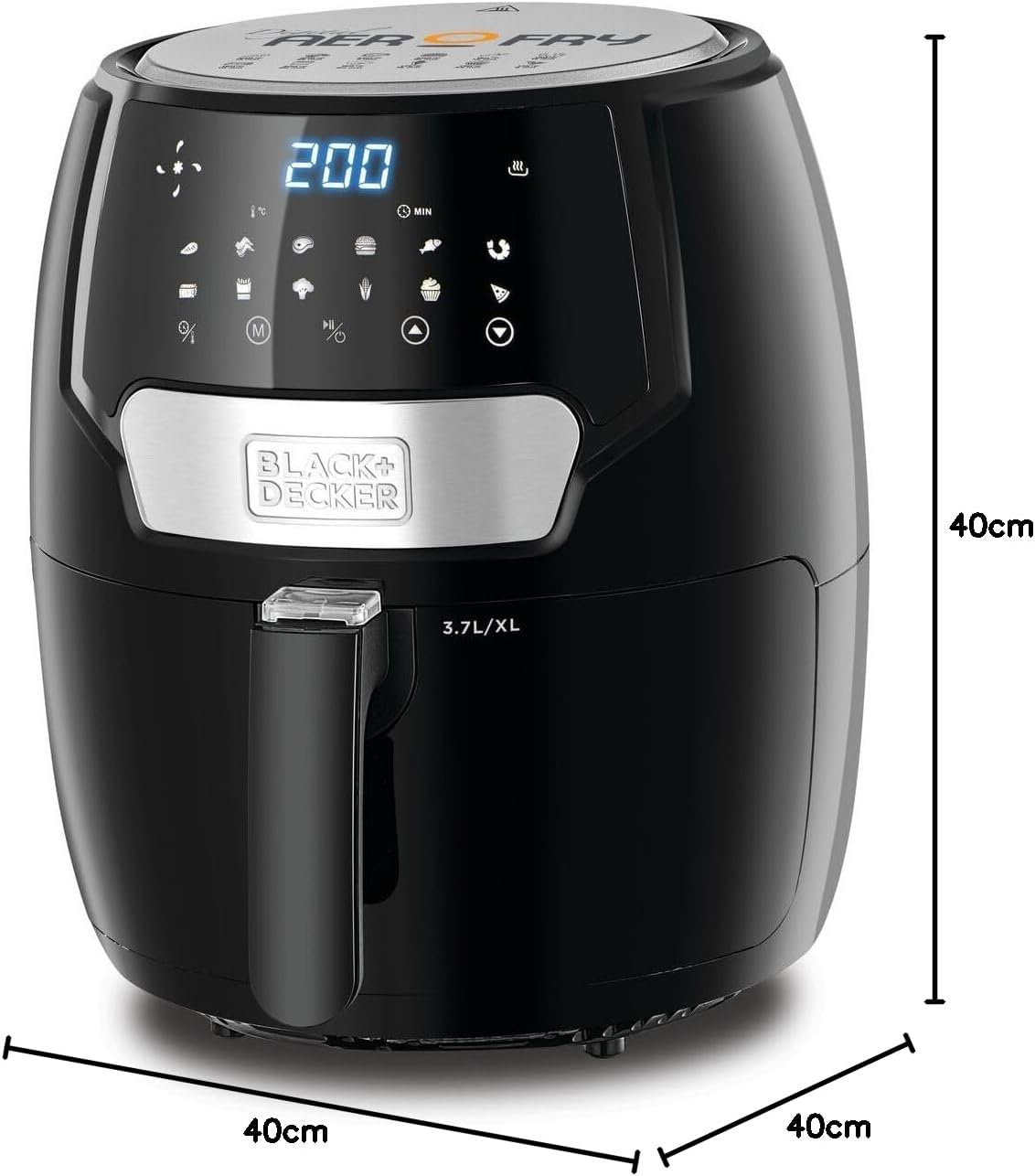 Dimensions of the BLACK+DECKER Digital Aero Fry AF4037-B5 Air Fryer