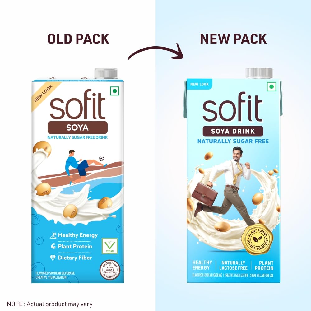 Sofit Soya Drink Naturally Sugar Free, 1000ml| Vegan Drink |Enriched with plant protein, dietary fibers, vitamins and calcium | Lactose Free | Gluten Free | Preservatives Free 1