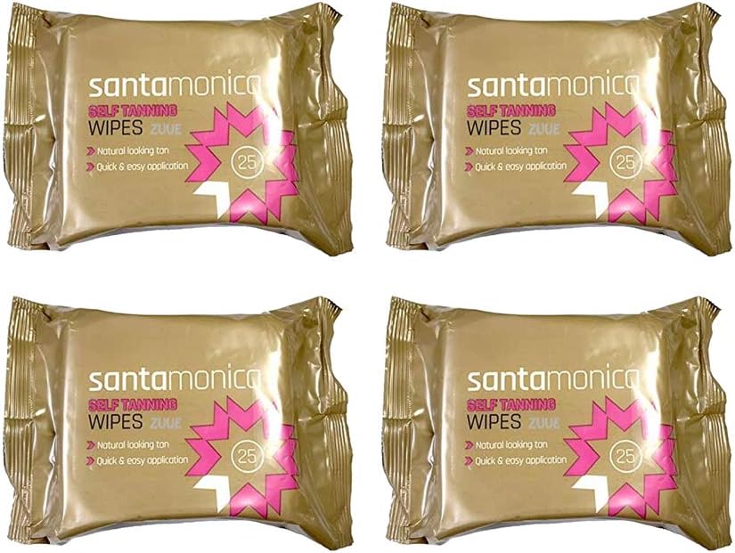 100 SANTA MONICA QUICK 'N' EASY SELF TANNING WIPES TOWELS 4 X 25 PACKS