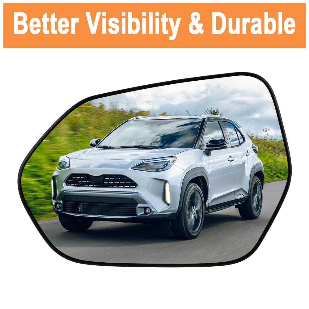 SENZEAL Vetro Specchio Retrovisore Riscaldabile Lato Conducente per Toyota Yaris 2020-2025 Corolla 2019-2025 (Sinistro)