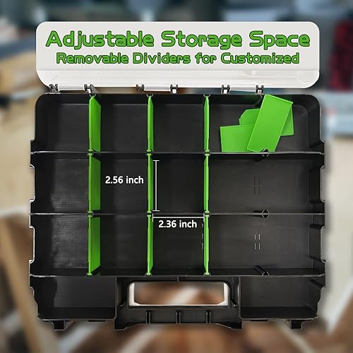 Miniatura 3 de Caja de herramientas organizadora de almacenamiento, 34 compartimentos de doble cara, caja de piezas pequeñas con separadores de plástico extraíbles