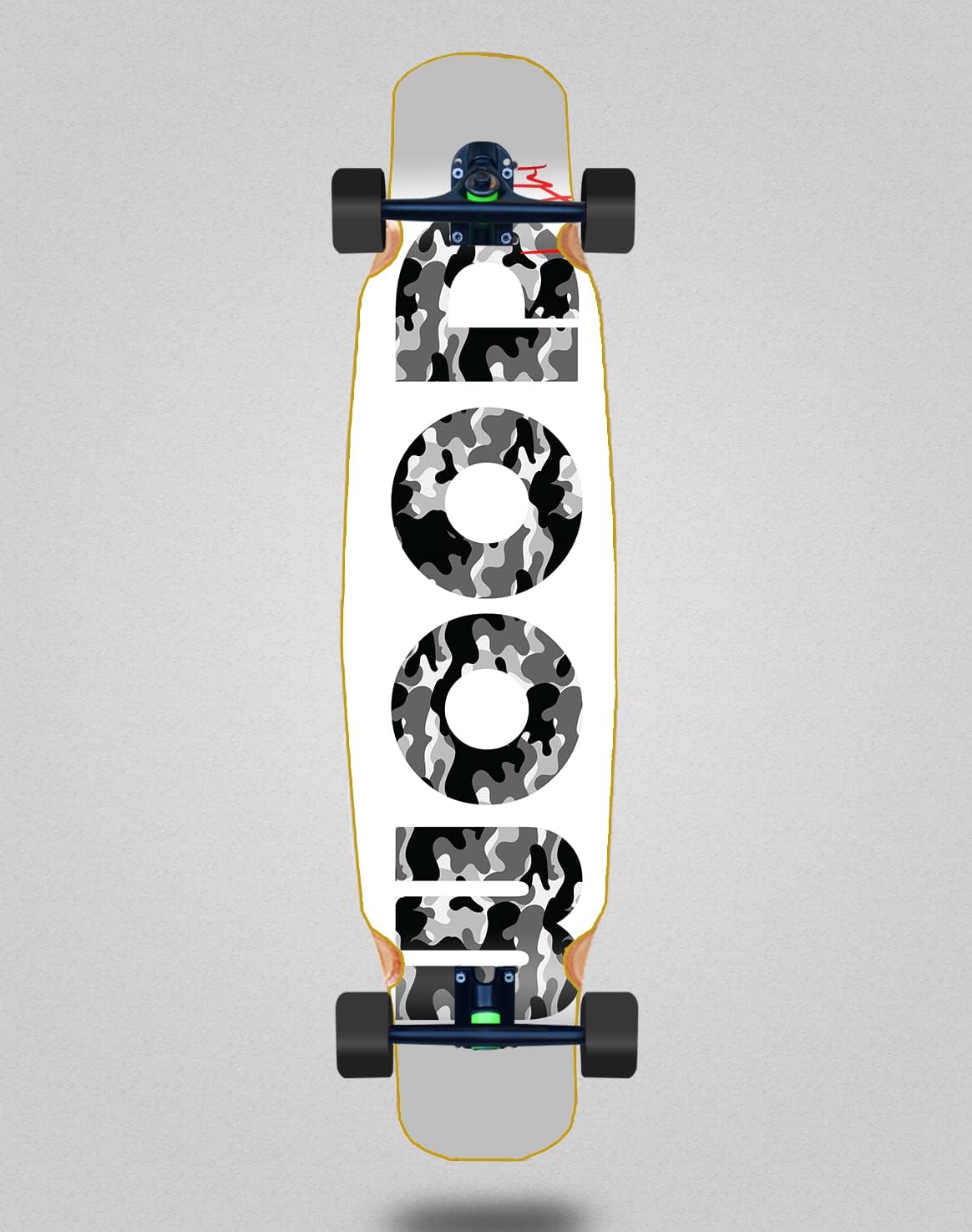 Wood Light Skate Skateboard Longboard Complete Mix Bamboo 46 x 9 Icon White Grey