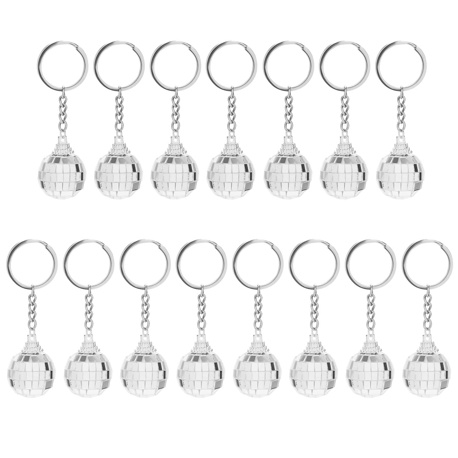XIHIRCD 15pcs Disco Ball Keychains, Mini Disco Key Pendant Disco Party Favors Supplies Accessories Decorations Keyrings Decor