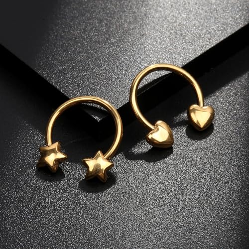 Septum Rings 16g Gold Plated Septum Piercing Nose Ring for Women Clicker Daith Piercings v3