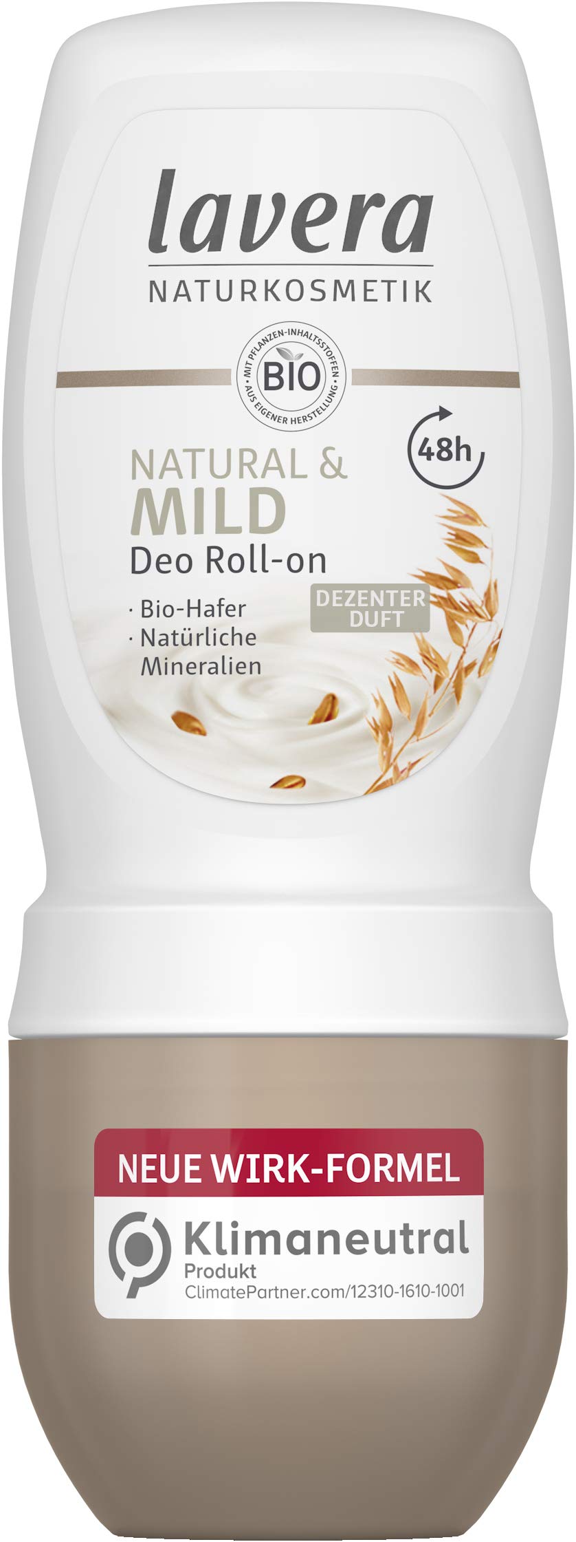 Lavera Natural & Mild Roll-On Deodorant 48 Hours - Vegan - Natural Cosmetics - Organic Oats & Natural Minerals - No Aluminium - Reliable Protection and a Subtle Fragrance - 48 Hours Deodorant