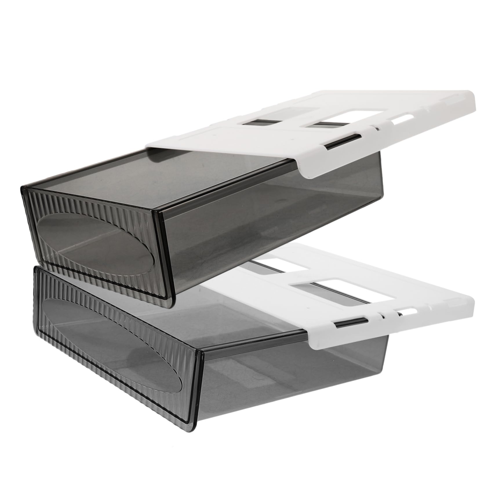 EXCEART Organizer Cassetto Sotto Scrivania Nero in Plastica 2 Pezzi | Capienza Ampia, Installazione Nascosta senza Fori, Ufficio e Soggiorno, Resistenza All’usura