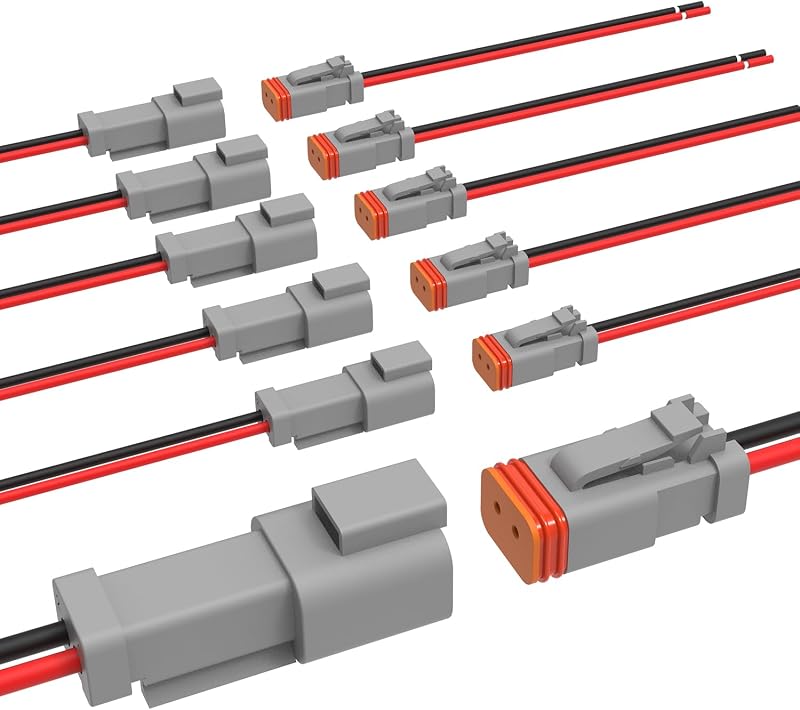 Kit de Conectores Elétricos Newdeli DT 2 Pinos com Fios 16 AWG para Carro, Caminhão, Moto e Embarcação, 6 Conjuntos