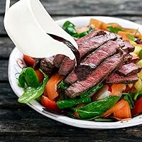 Vista 5 de Qlans Salsera con Cucharón y Platillo de 17 Oz, Salsera de Cerámica con Bandeja para Aderezos de Ensalada, Leche, Salsas Calientes, Crema, Caldo