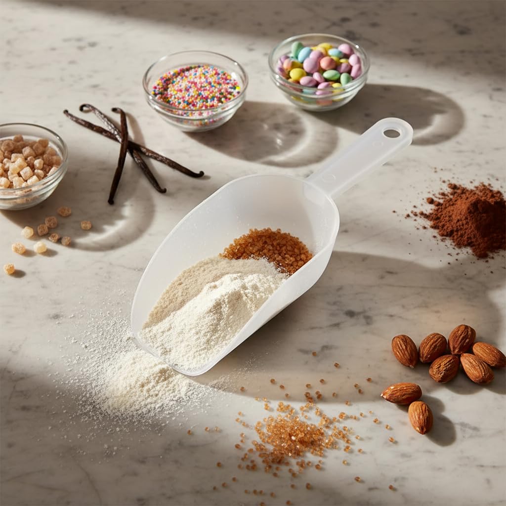 1 x Eiswürfelschaufel, Messschaufel, Kunststoff, transparent, für Zucker, kleine Körner, Mehl, Süßigkeiten, Dessert-Schaufeln für Party, Dessert, Buffet, Hochzeiten, Reisbohnen, Eisportionierer