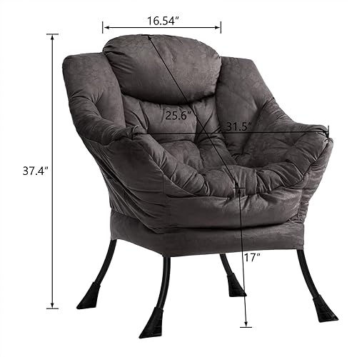 Miniatura 263 de HollyHOME - Silla perezosa grande de tela para sala de estar, silla de lectura, acogedora silla de descanso con reposabrazos, sofá de ocio, color