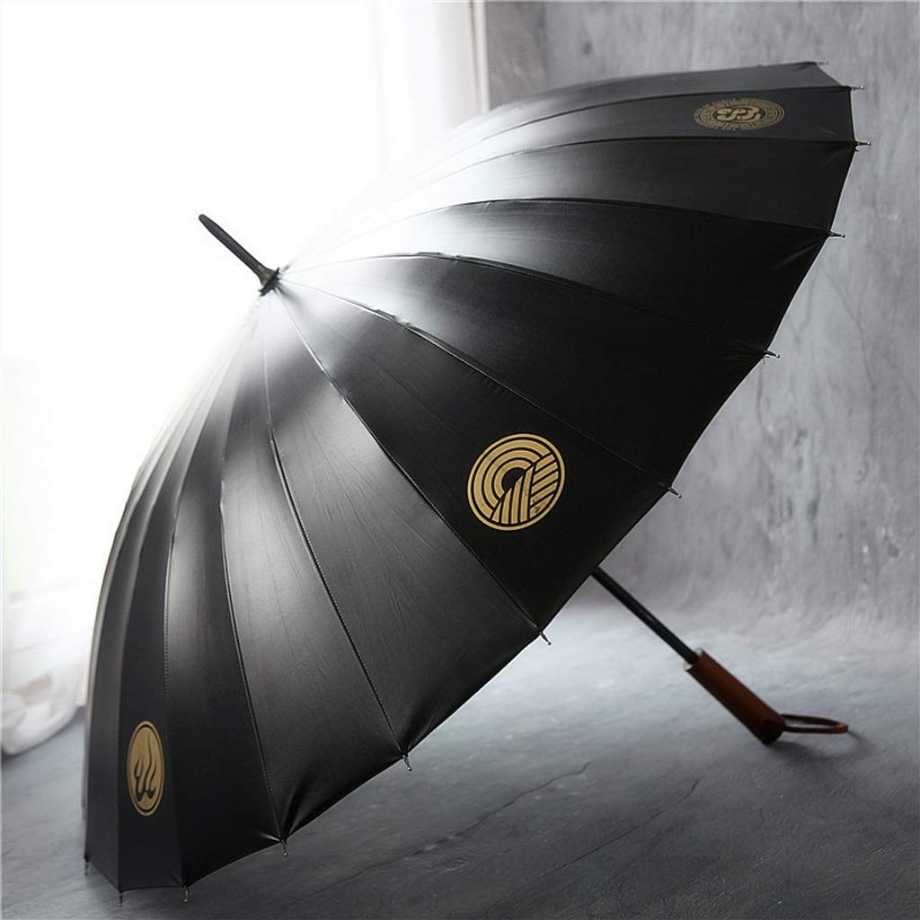 Parapluie long 24 os haut de gamme et sa poignée de bois rétro chic