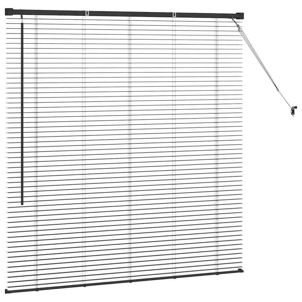 Fensterjalousie Mit Vorhängen Aus Aluminium, Matt Oberfläche, Manuelle Bedienung, Rollos Für Fenster, Rollo Verdunkelung, Geeignet Für Innenräume, Schwarz, 125 x 130 cm