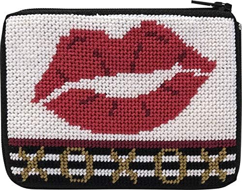 XOXO Lips Needlepoint Coin Purse Kit - Stitch & Zip