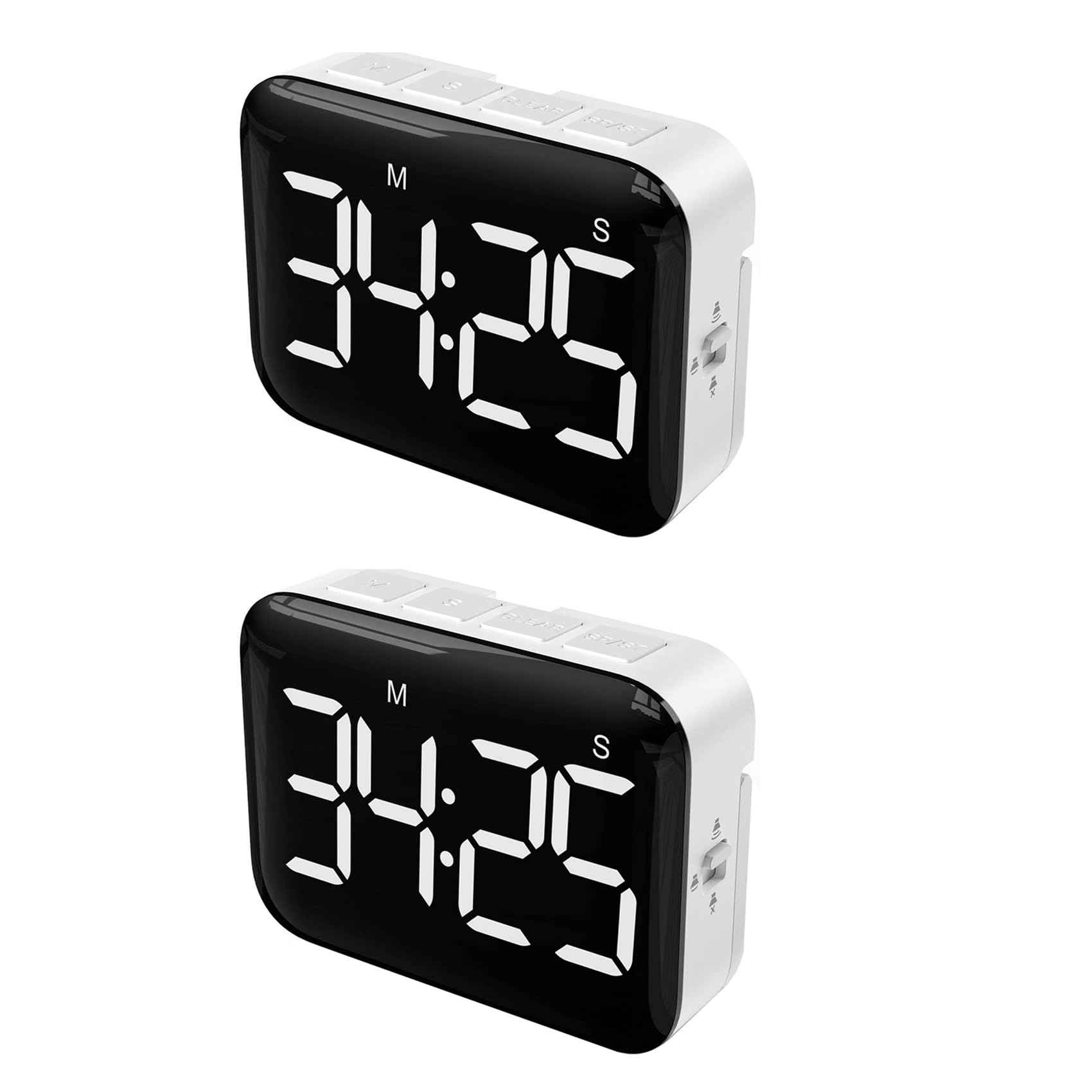 Hndhbfgrt 2X Digital Kitchen Timer - Magnetic Countdown Count Up Timer with Large LED Display Loud Volume for Cooking and for Kids