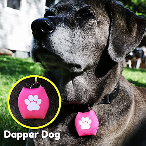 Image of Dapper Dog - Dog Tag Silencer with Tag Ring (Pink with Large White Paw Print) (Pink)