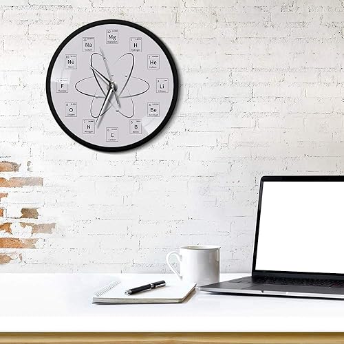 Miniatura 8 de The Geeky Days Reloj de pared de mesa periódica Chem Time con marco de metal, molécula de bioquímica, arte de pared, reloj de pared atómico, relojes