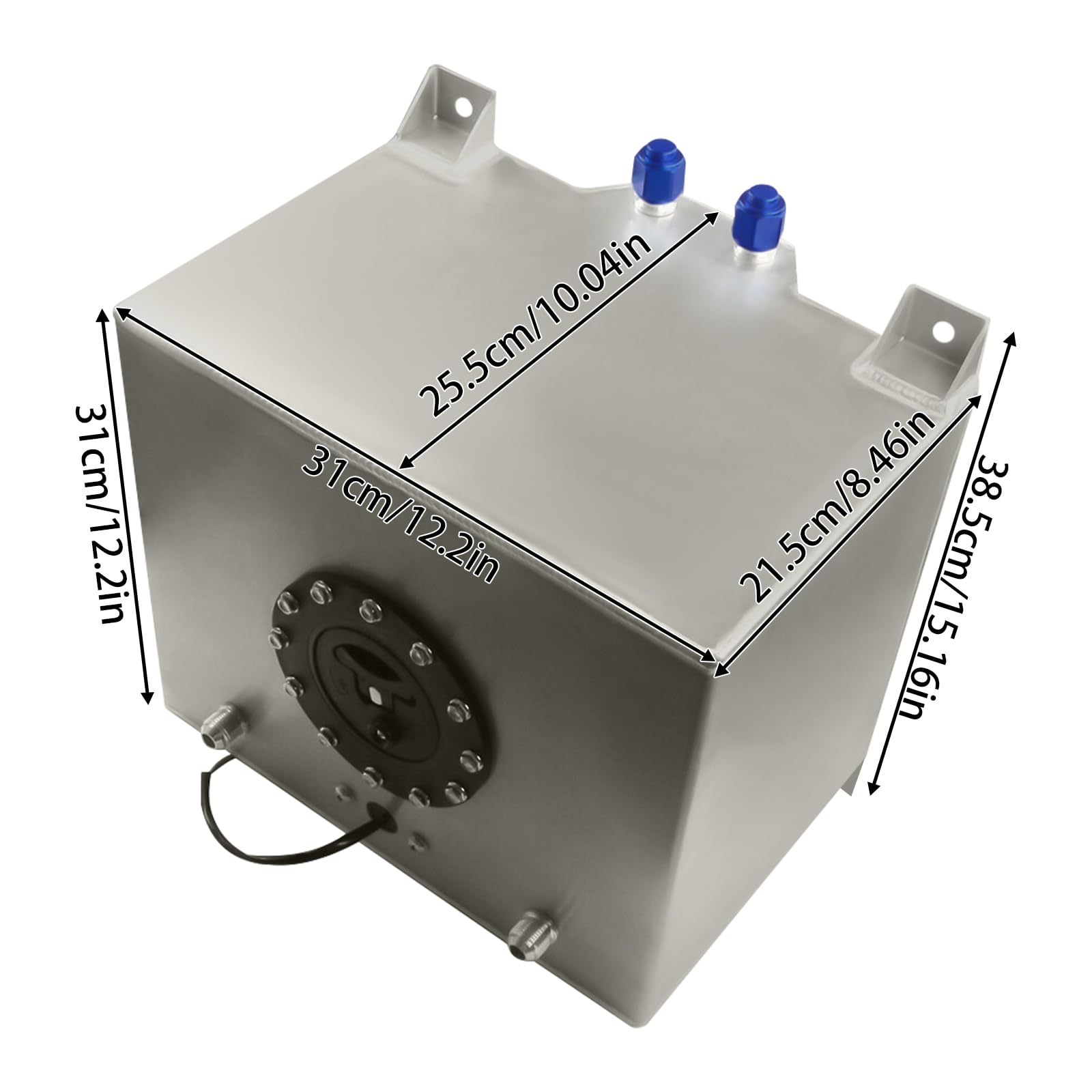 20L Kraftstofftank Aluminium, 5 Gallonen Treibstofftank, Kraftstofftank mit Ölstandsensor, Kunststoffdeckel Motorsport Benzintank, für Lastwagen, Geländefahrzeuge
