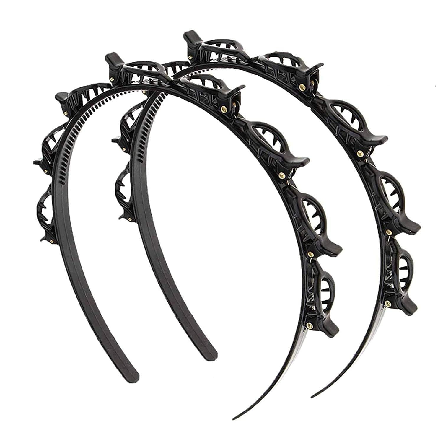 Twist Hairband 2 Pcs Black, Trunk Hair Band, Braid Hairstyle Tool, Barrettes for Thin or Thick Hair, Alligator Clips, Korean Style Hairband with Teeth Comb for Girls, Women, Bridal, Wedding, Party, Casual, Daily Use, Salon, Special Occasion, Styling-image-31